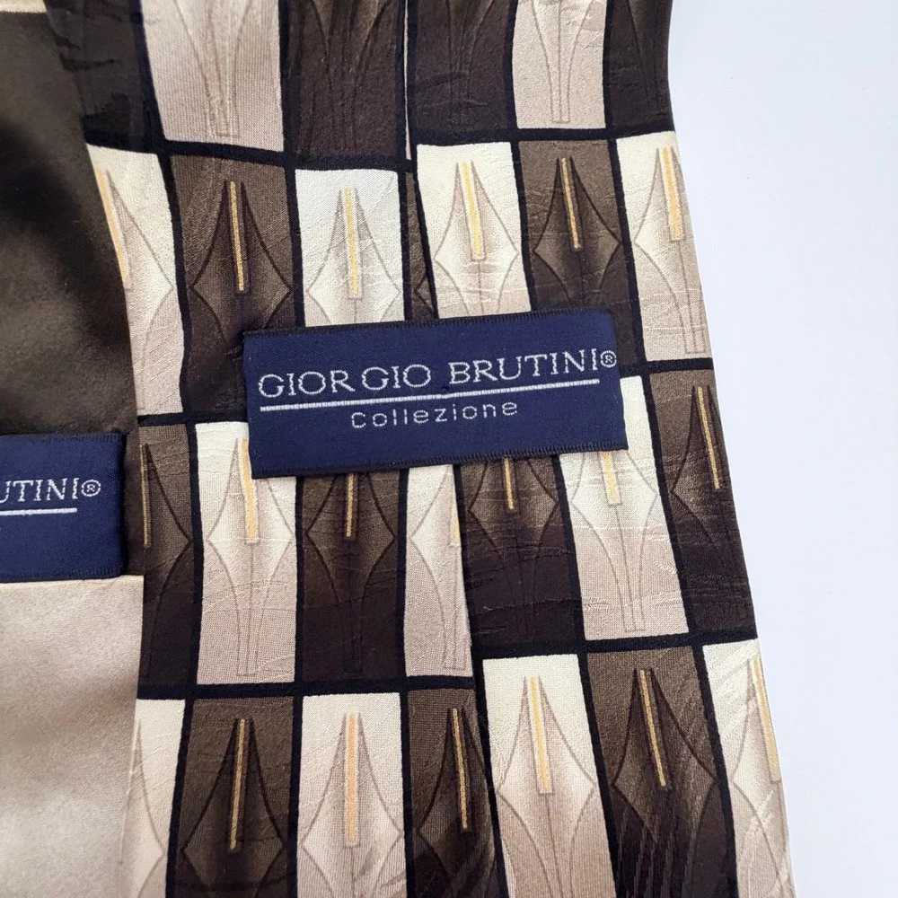Giorgio Brutini Collezione Mens Tie Lot 2 Geometric Abstract Black Silver 4 Inch